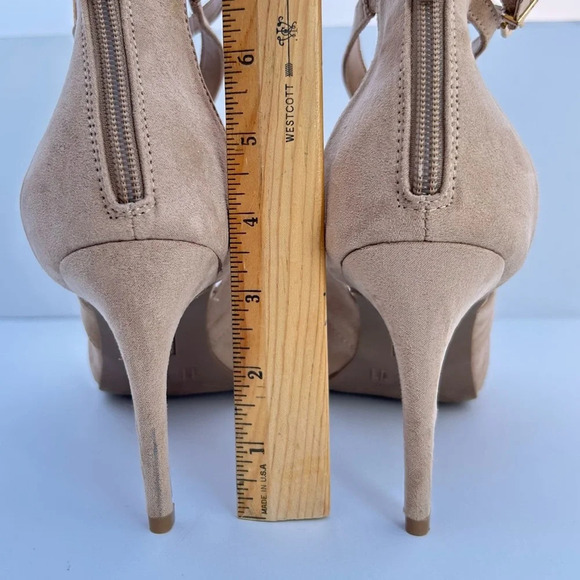 Christian Siriano for Payless Faux Suede Ankle Strap Peep Toe Heels Size 11 - Picture 5 of 9
